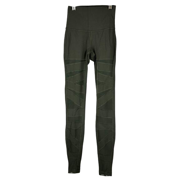 Lululemon Wunder Under Pant Tech Mesh 28" Dark Olive Women's Size 2 EUC - Picture 1 of 9